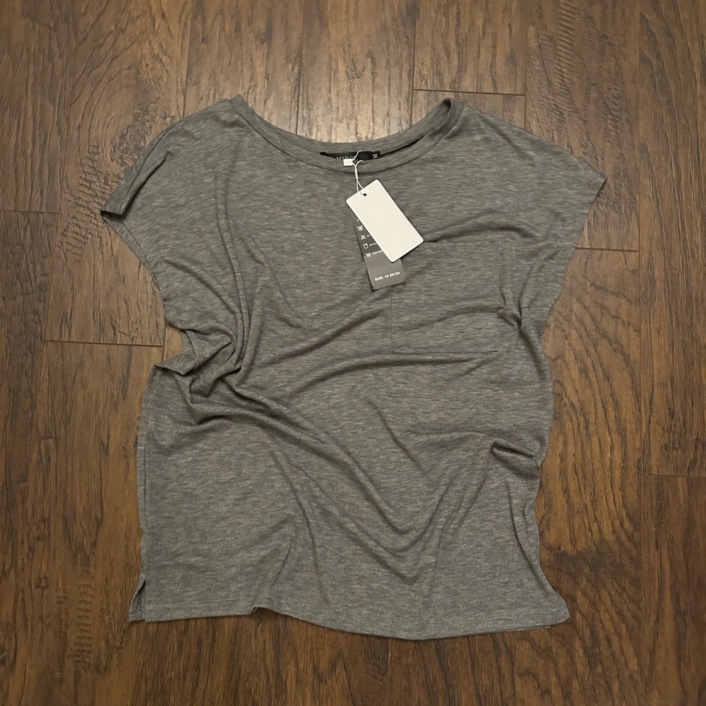 MIROL Women’s Gray T-Shirt Pocket Tee Off The Shoulder Tee T Shirt Size Medium